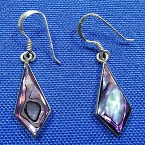 Mexican Alpaca Vtg Abalone Earrings